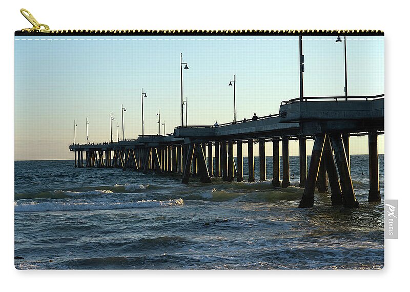 Pier Zip Pouch featuring the photograph Beautiful Seascape of the Venice Pier by Mark Stout