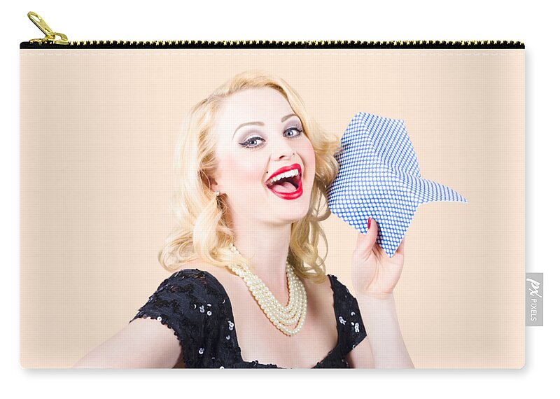 Woman Zip Pouch featuring the photograph Beauty Girl Portrait in evening dress and bright make-up by Jorgo Photography