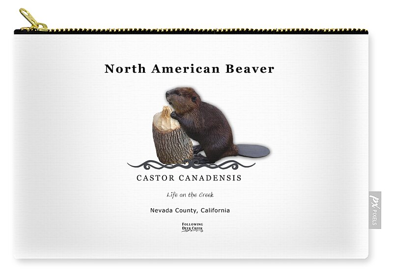 North American Beaver Zip Pouch featuring the digital art Beaver by Lisa Redfern