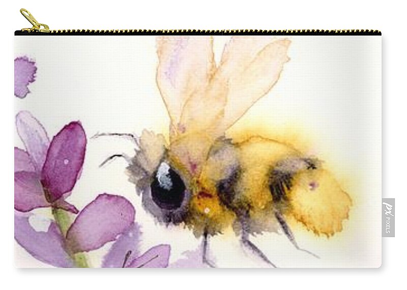 Watercolor Bee Zip Pouch featuring the painting Bees #3 by Dawn Derman