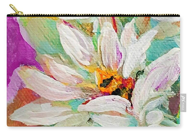 Bees Carry-all Pouch featuring the painting Bees and Flowers And Leaves by Lisa Kaiser