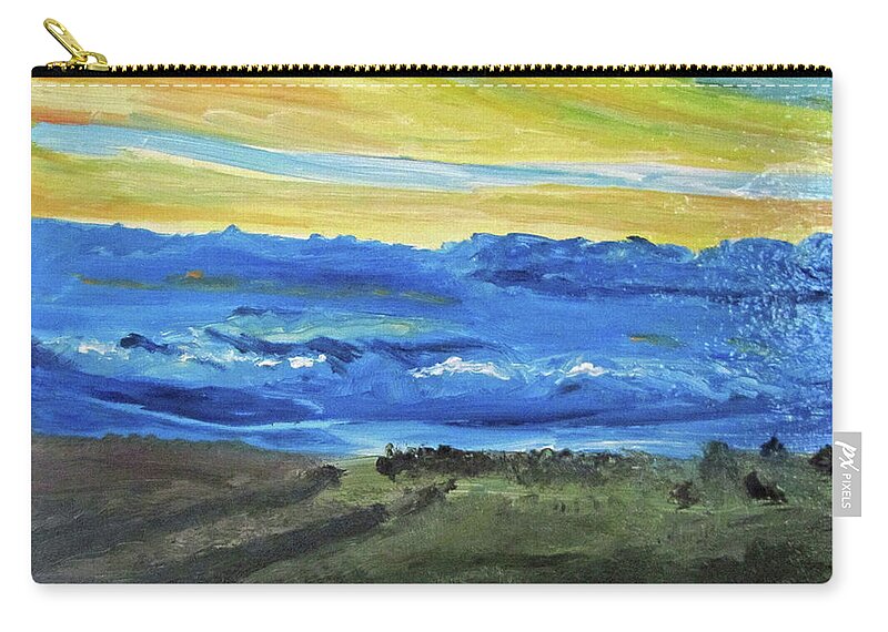 Landscape Zip Pouch featuring the painting Before the Rain by Linda Feinberg