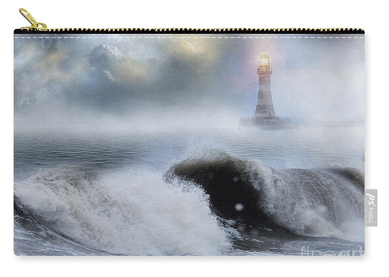 The North Sea Zip Pouch featuring the pyrography Before the Storm by Morag Bates
