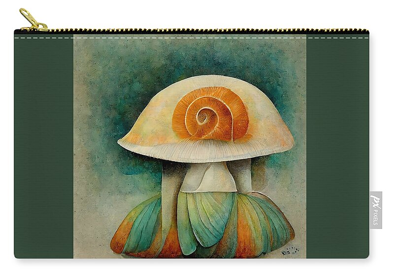 Mushroom Carry-all Pouch featuring the digital art Bell Bottomed Shroom by Vicki Noble