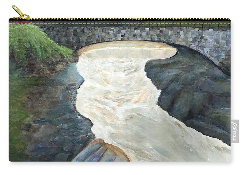 Stream Carry-all Pouch featuring the painting Bellows Falls VT by Deborah Naves