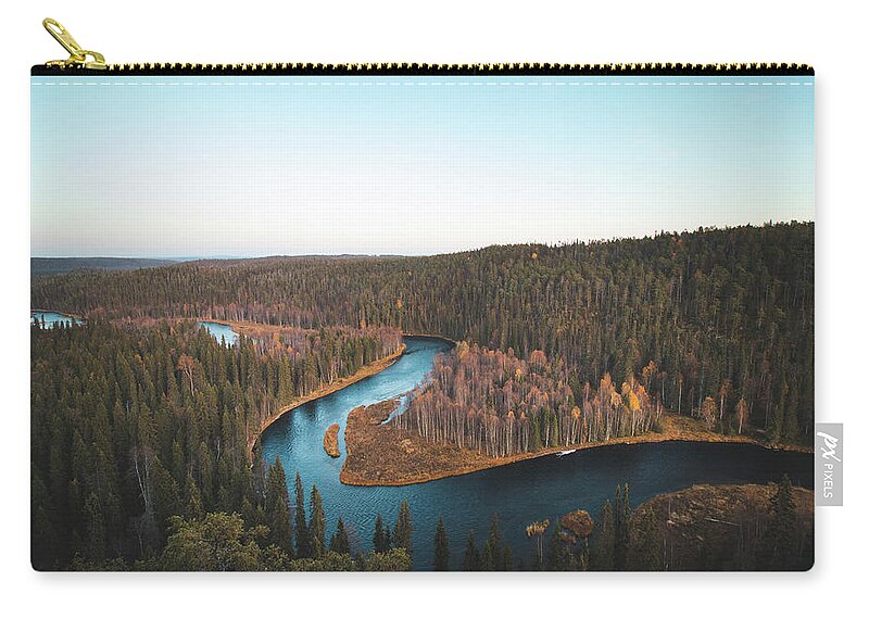 Kuusamo Carry-all Pouch featuring the photograph Bend in the Kitkajoki River in Oulanka National Park by Vaclav Sonnek