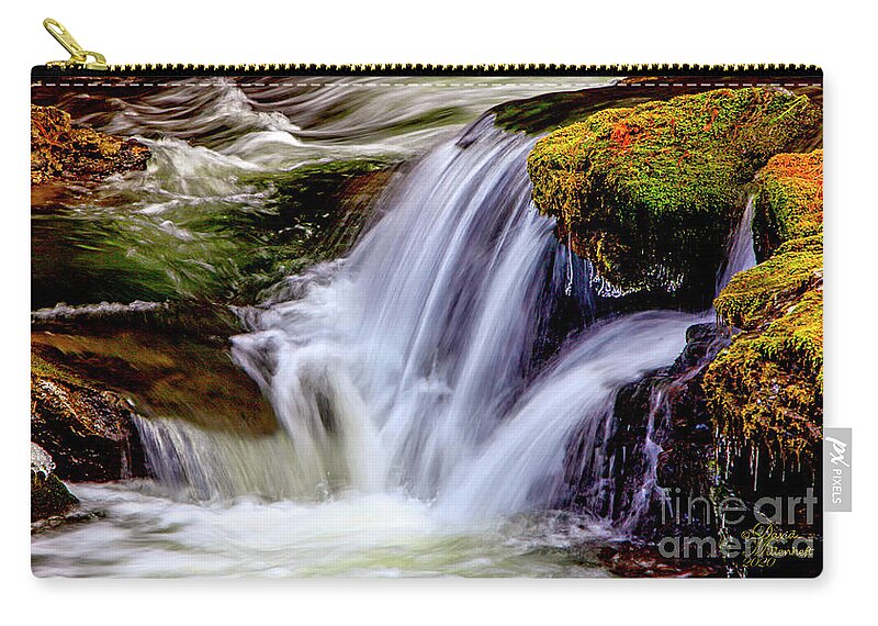 Benham Falls Zip Pouch featuring the photograph Benham Falls Oregon River Flow by David Millenheft