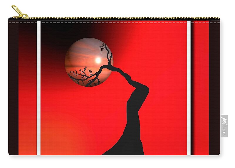 Moon Zip Pouch featuring the digital art Bent Tree of Life by Yolanda Caporn