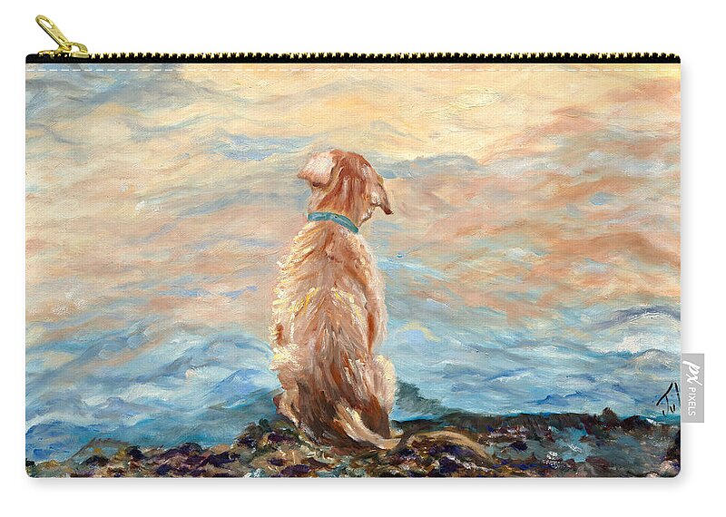 Puppy Carry-all Pouch featuring the painting Bentley's Choice by Juliette Becker