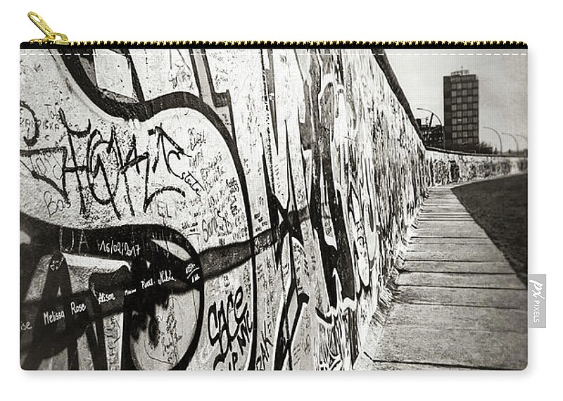 Berlin Zip Pouch featuring the photograph Berlin Wall Germany Vintage by Carol Japp