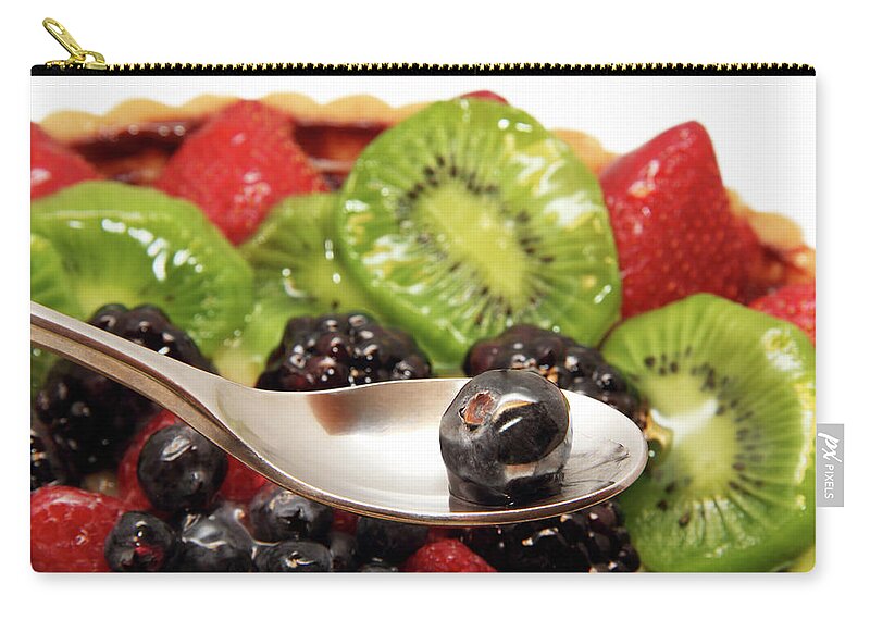 Berry Zip Pouch featuring the photograph Berry Cake and Spoon by Masha Batkova
