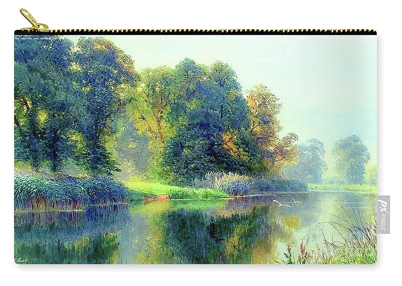 Landscape Zip Pouch featuring the painting Beside Still Waters by Jane Small