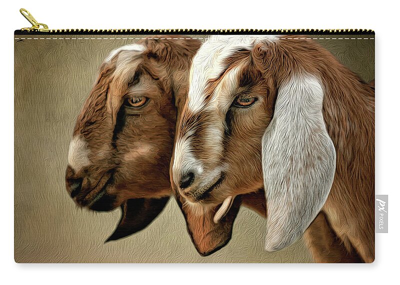 Goats Carry-all Pouch featuring the digital art Besties by Maggy Pease