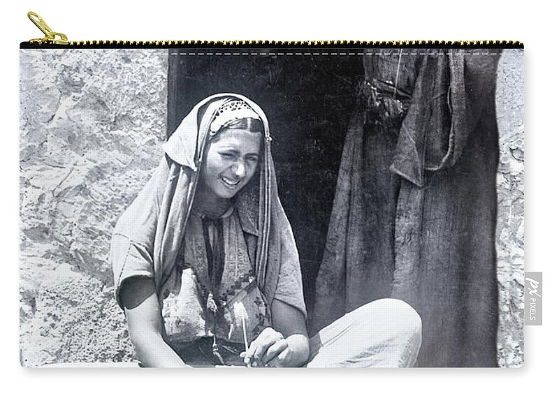 Bethlehem Zip Pouch featuring the photograph Bethlehem Women at Home by Munir Alawi
