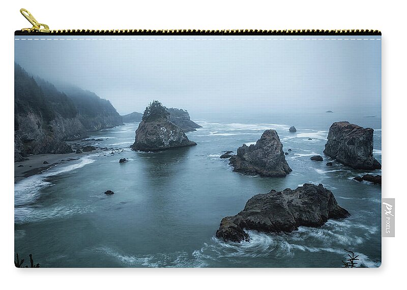 Arch Rock Picnic Area Zip Pouch featuring the photograph Between Dawn and Sunrise at Arch Rock Picnic Area, No. 2 by Belinda Greb