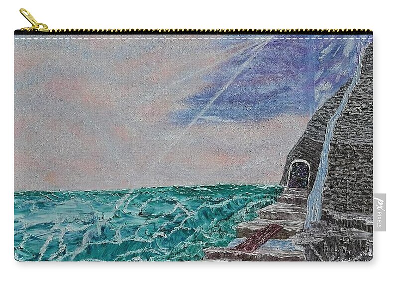 Alternate Universe Zip Pouch featuring the painting Between Here and There by Christina Knight