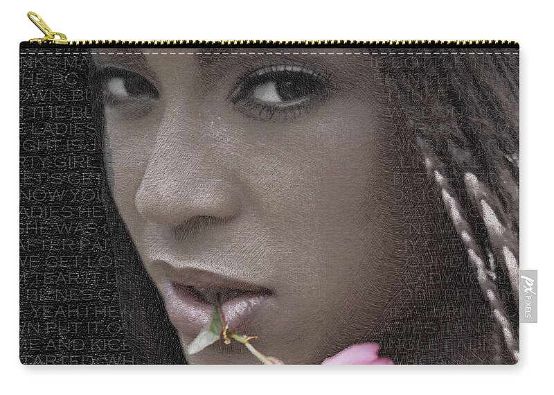 Luciano Pavarotti Zip Pouch featuring the painting Beyonce Knowles And Lyrics by Tony Rubino