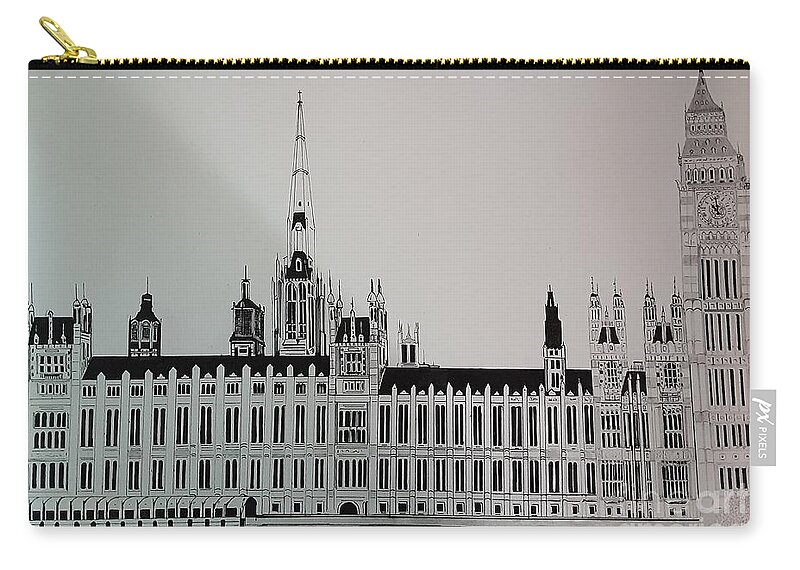 Original Zip Pouch featuring the drawing Big Ben by Donald Northup
