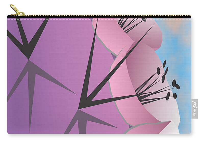 Landscape Zip Pouch featuring the digital art Big Cactus Purple by Ted Clifton
