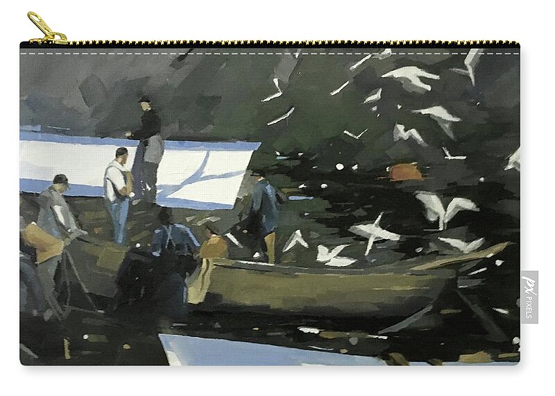 Big Catch Zip Pouch featuring the painting Big Catch by Chris Gholson