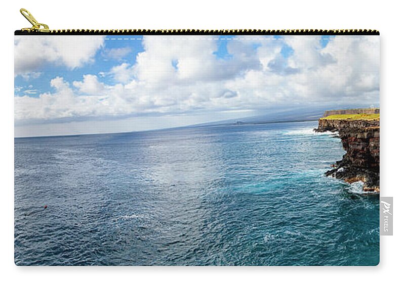 Big Island Zip Pouch featuring the photograph Big Island South Point - Panoramic by Anthony Jones