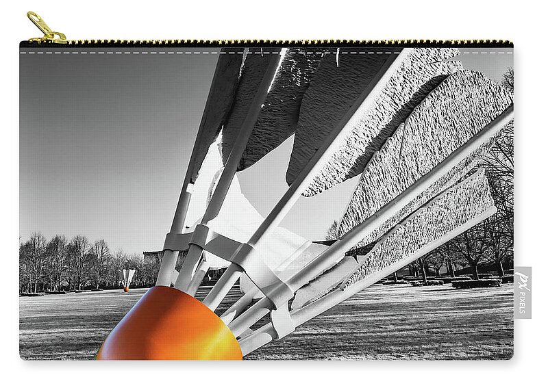 America Zip Pouch featuring the photograph Big Museum Shuttlecocks - Kansas City Selective Coloring by Gregory Ballos