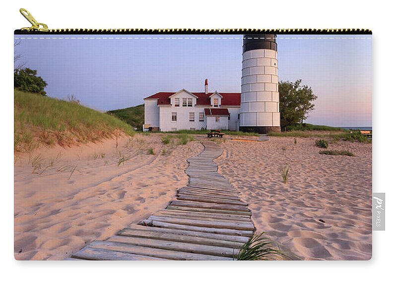 3scape Photos Zip Pouch featuring the photograph Big Sable Point Lighthouse by Adam Romanowicz