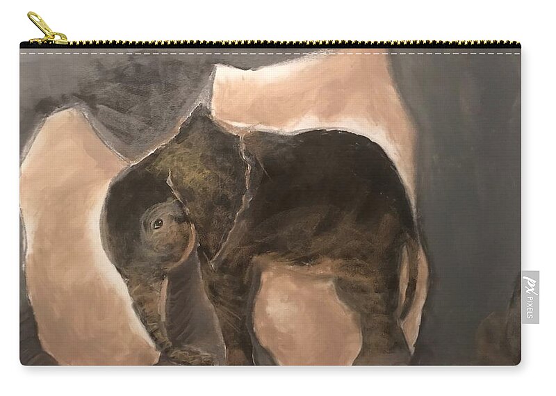  Carry-all Pouch featuring the mixed media Big/Small by Angie ONeal