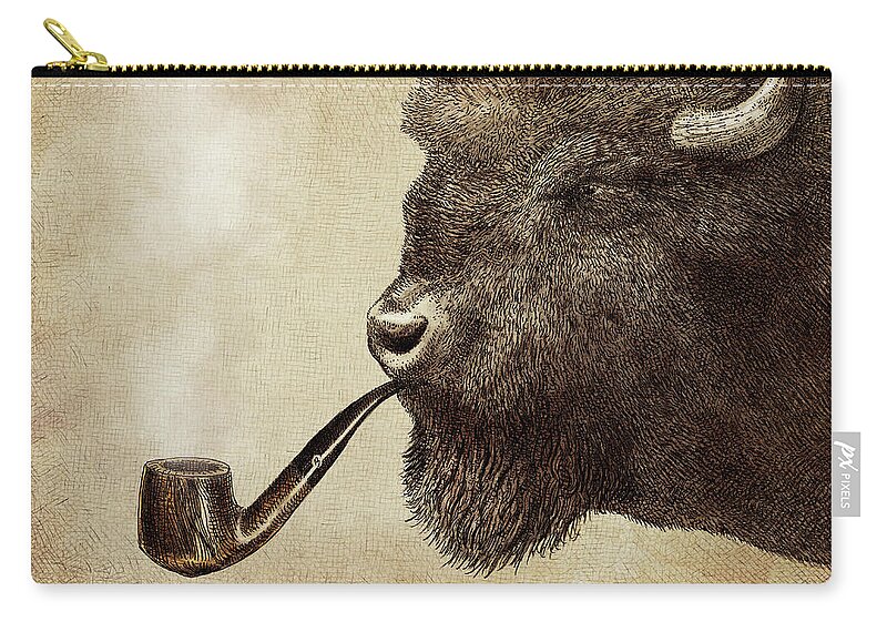 Buffalo Carry-all Pouch featuring the drawing Big Smoke by Eric Fan