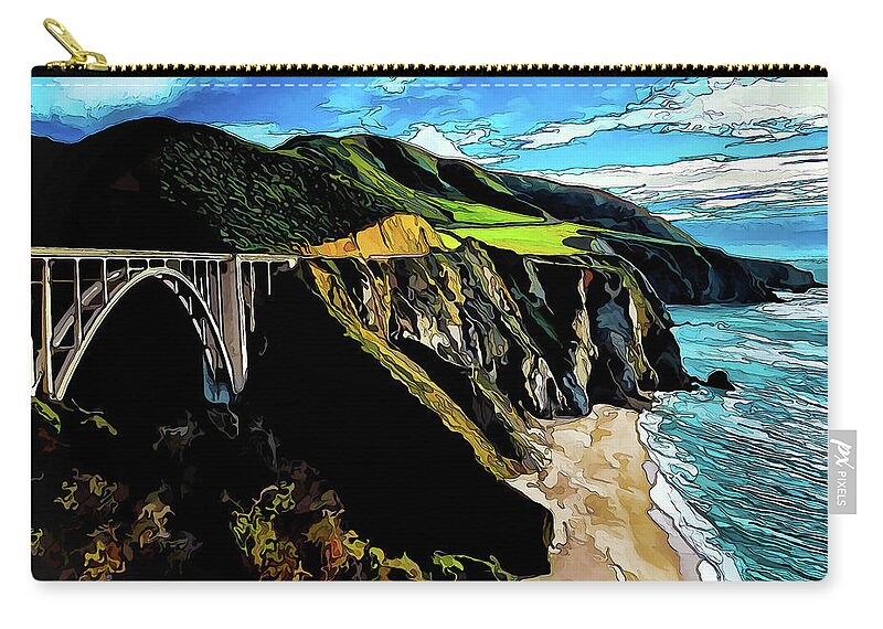 California Seascape Carry-all Pouch featuring the photograph Big Sur Bridge by ABeautifulSky Photography by Bill Caldwell