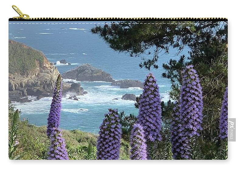 Ocean Carry-all Pouch featuring the photograph Big Sur Coast Purple Flowers by Sandy Rakowitz