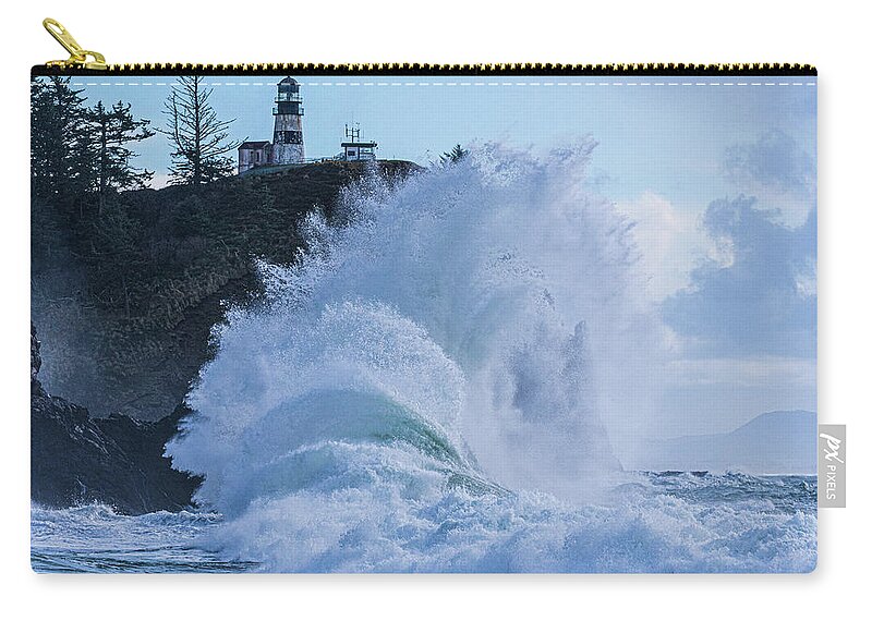 Cape Carry-all Pouch featuring the photograph Big Waves at Cape Disappointment by Patrick Campbell