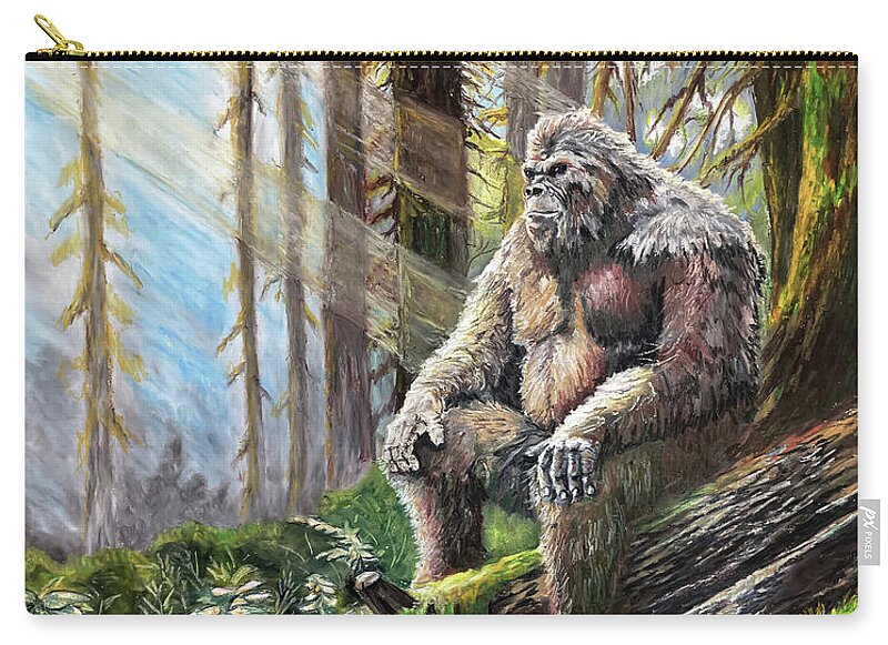 Bigfoot at Rest Zip Pouch by Daniel Eskridge - Large (12.5 x 8.5