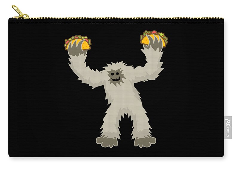 Funny Zip Pouch featuring the digital art Bigfoot Loves Tacos by Flippin Sweet Gear
