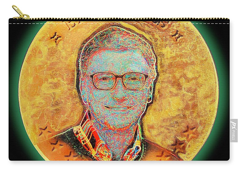 Wunderle Zip Pouch featuring the mixed media Bill Gates by Wunderle