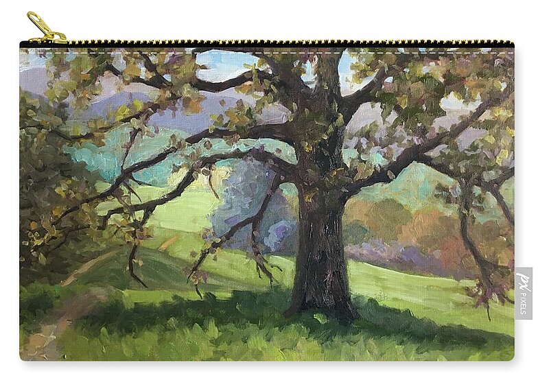 Tree Zip Pouch featuring the painting Biltmore Walking Path by Anne Marie Brown