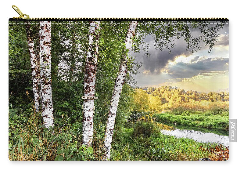 Clouds Zip Pouch featuring the photograph Birch Trees on the Edge of the Marsh by Debra and Dave Vanderlaan