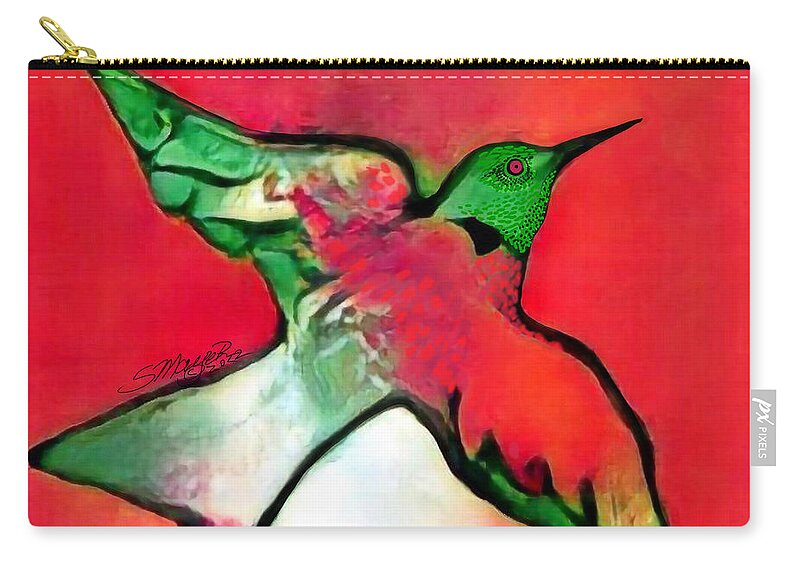 Bird Art Carry-all Pouch featuring the digital art Bird Flying Solo 007 by Stacey Mayer