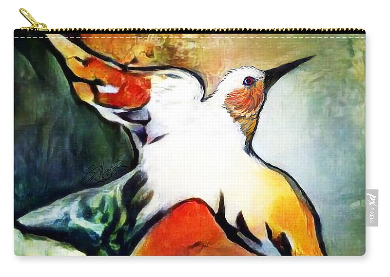 American Art Carry-all Pouch featuring the digital art Bird Flying Solo 009 by Stacey Mayer