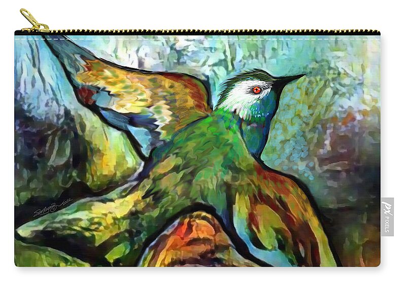 American Art Zip Pouch featuring the digital art Bird Flying Solo 010 by Stacey Mayer