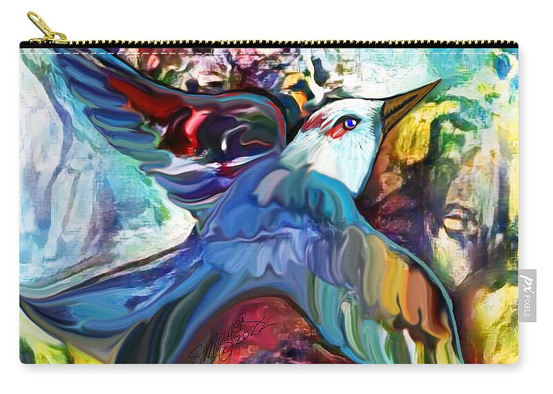 American Art Carry-all Pouch featuring the digital art Bird Flying Solo 012 by Stacey Mayer