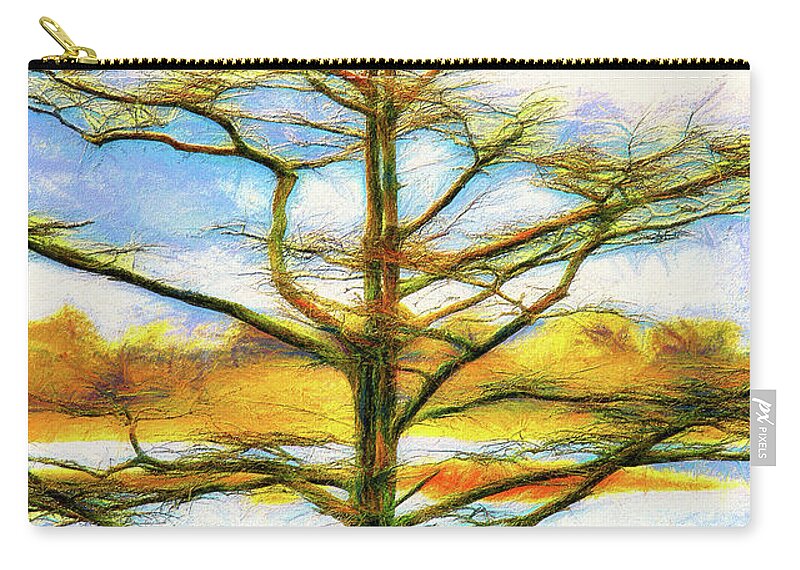 North Carolina Zip Pouch featuring the painting Bird in a Tree Outer Banks ap by Dan Carmichael