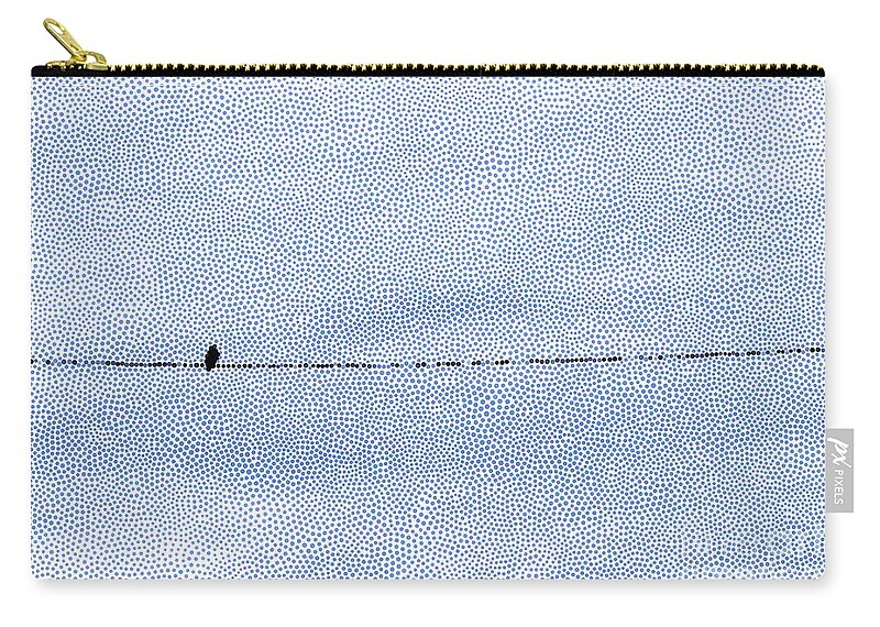 Bird Zip Pouch featuring the photograph Bird On A Wire In Dots by Kimberly Furey