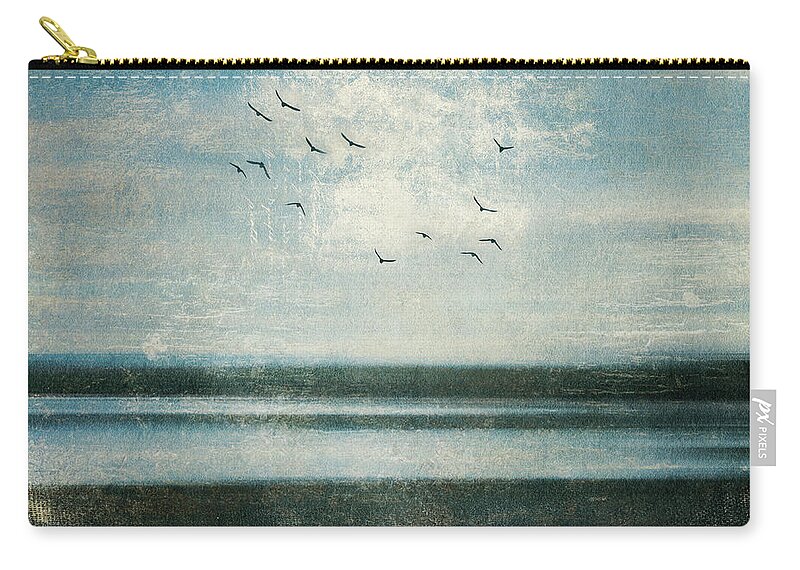 Birds Zip Pouch featuring the photograph Birds and a cloud by Priska Wettstein