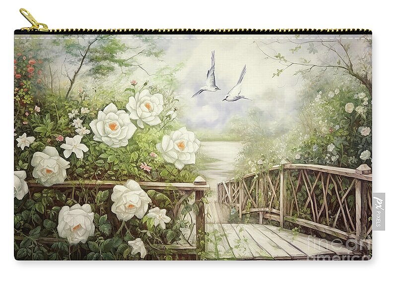 Landscape Zip Pouch featuring the painting Birds In Paradise by Tina LeCour