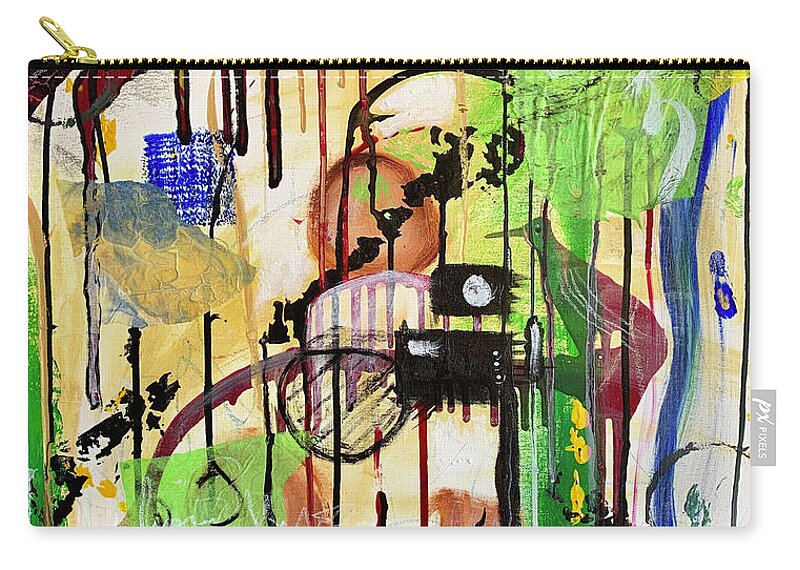 Abstract Zip Pouch featuring the mixed media Birds by Laura Jaffe