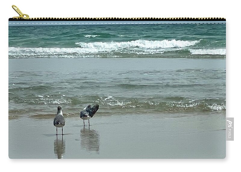 Landscape Zip Pouch featuring the photograph Seagulls By the Seashore by Charles Kraus