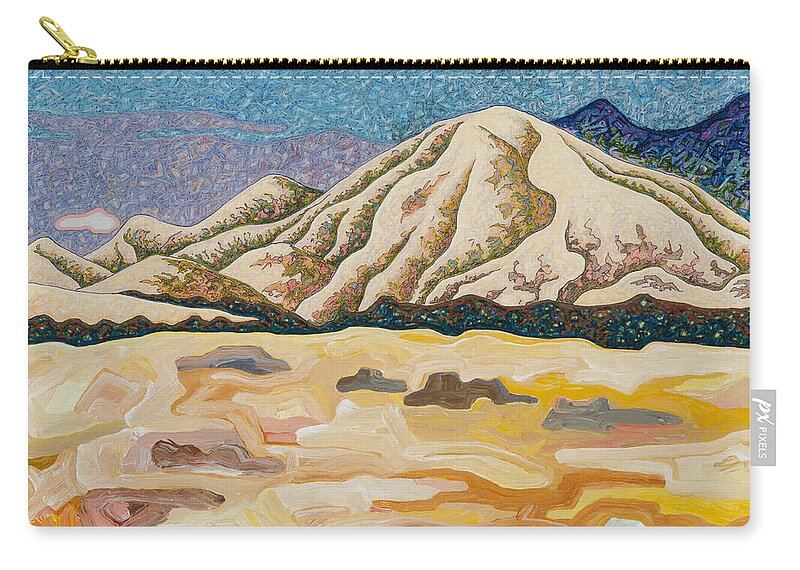 Hills Zip Pouch featuring the painting Birdseye Landscape #5 by Dale Beckman