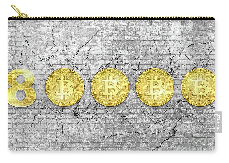Bitcoin Zip Pouch featuring the photograph Bitcoin price resistance 80000 dollars by Benny Marty