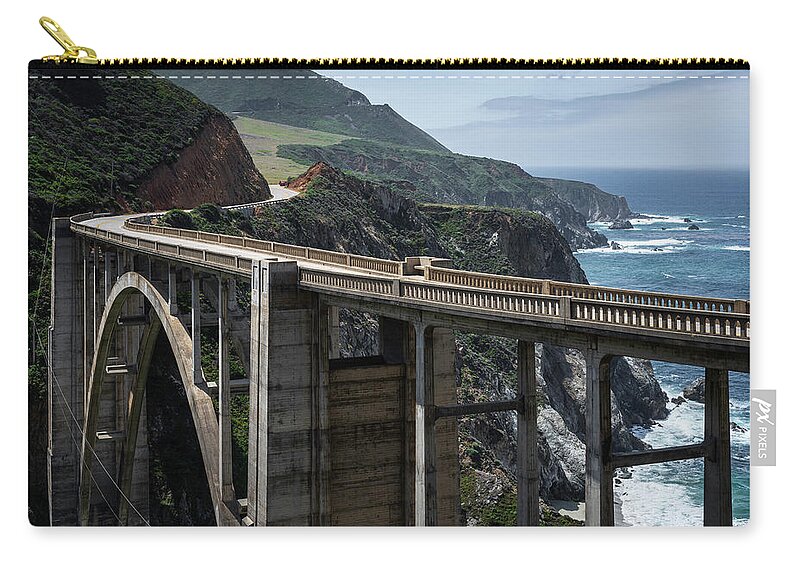 Pacific Zip Pouch featuring the photograph Bixby Bridge Big Sur II Color by David Gordon